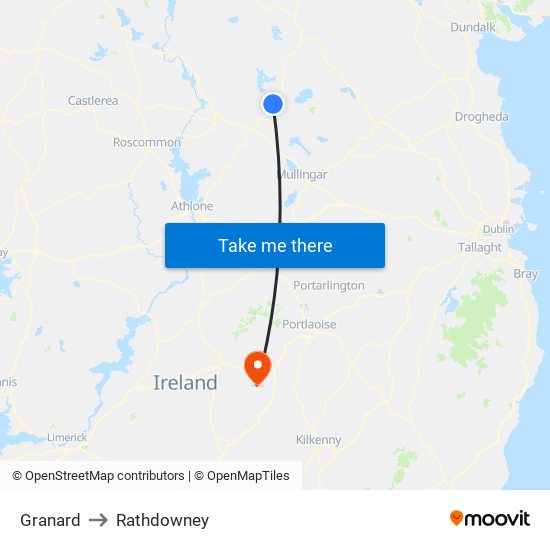 Granard to Rathdowney map