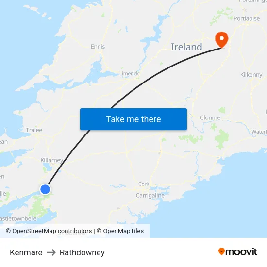 Kenmare to Rathdowney map