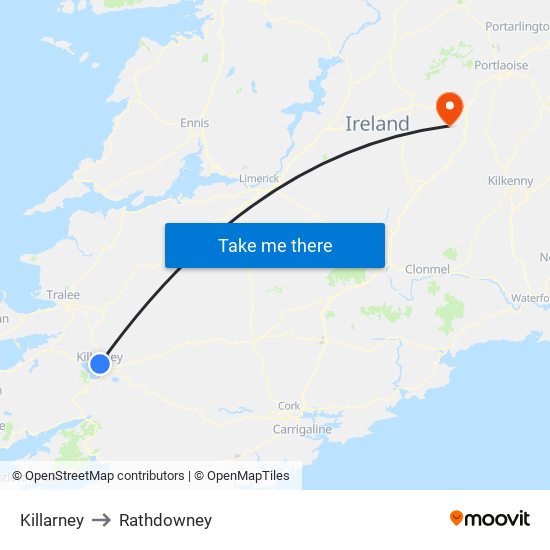 Killarney to Rathdowney map