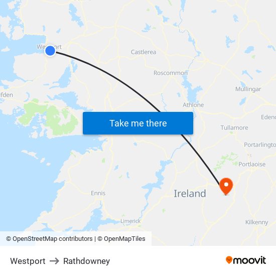 Westport to Rathdowney map