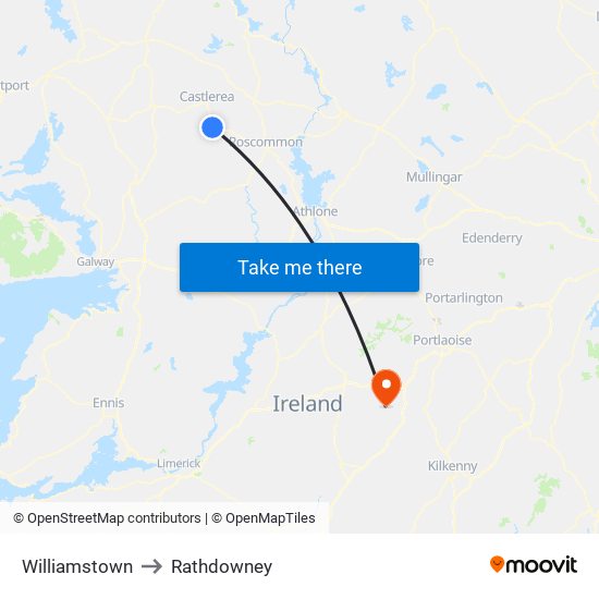 Williamstown to Rathdowney map