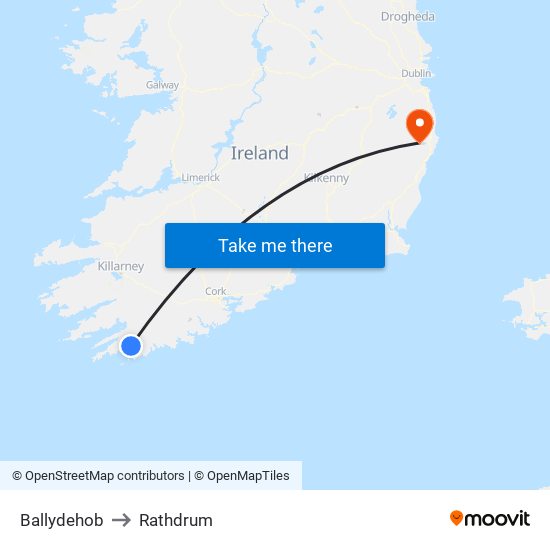 Ballydehob to Rathdrum map