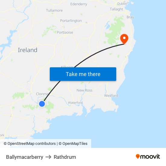 Ballymacarberry to Rathdrum map