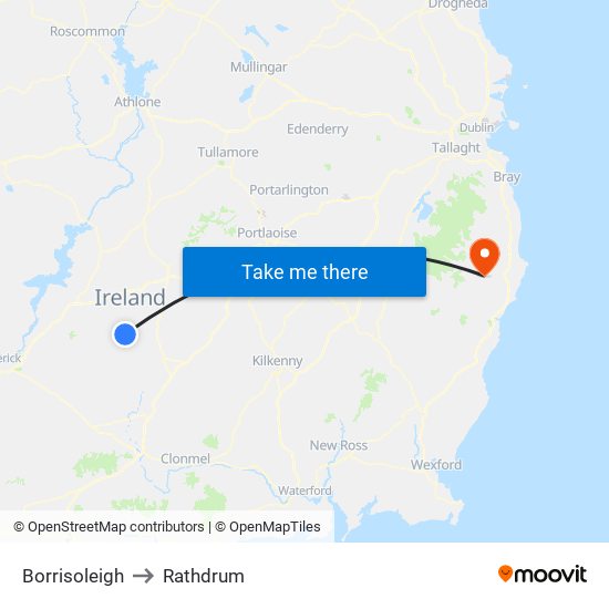 Borrisoleigh to Rathdrum map