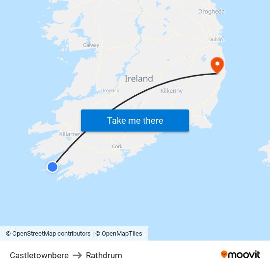 Castletownbere to Rathdrum map