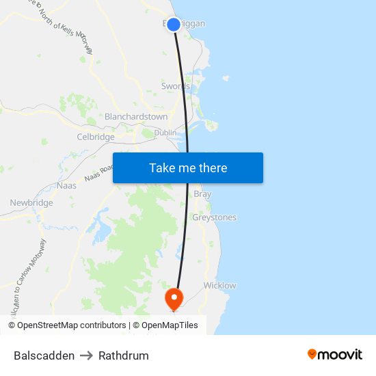 Balscadden to Rathdrum map