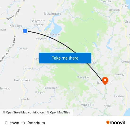 Gilltown to Rathdrum map