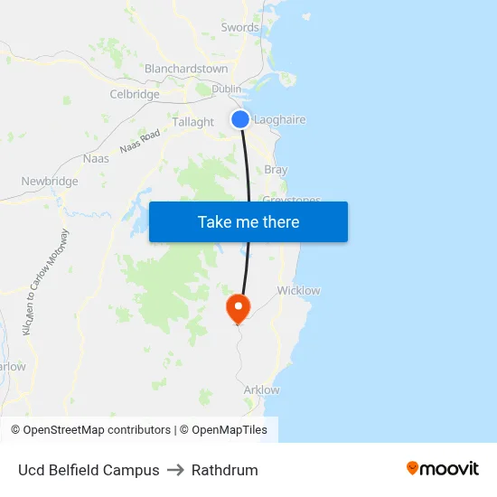 Ucd Belfield Campus to Rathdrum map