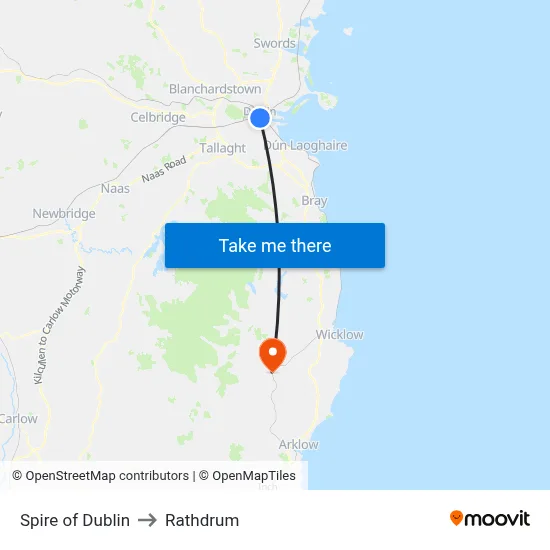 Spire of Dublin to Rathdrum map
