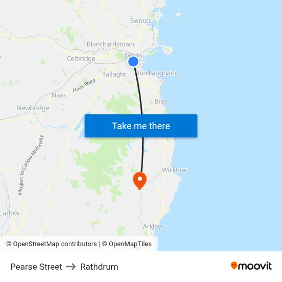 Pearse Street to Rathdrum map