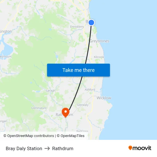 Bray Daly Station to Rathdrum map