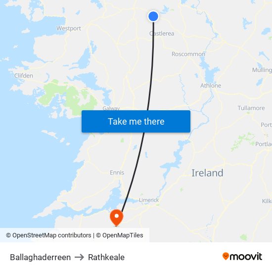 Ballaghaderreen to Rathkeale map