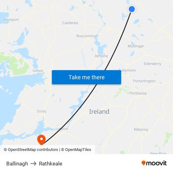 Ballinagh to Rathkeale map