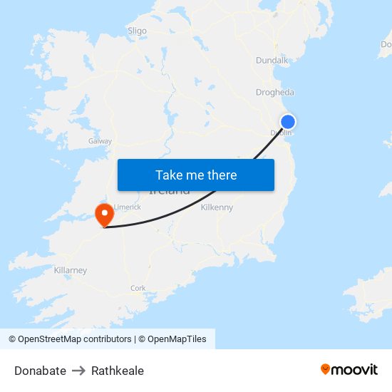 Donabate to Rathkeale map