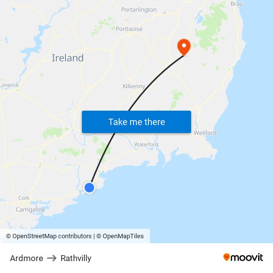 Ardmore to Rathvilly map