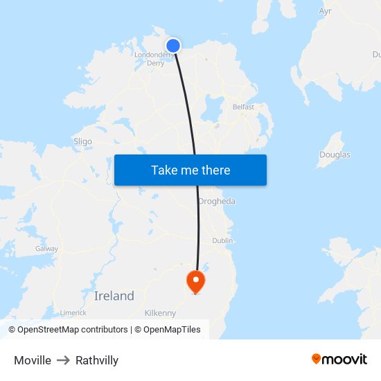 Moville to Rathvilly map
