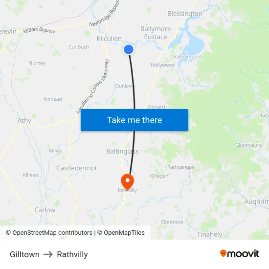 Gilltown to Rathvilly map