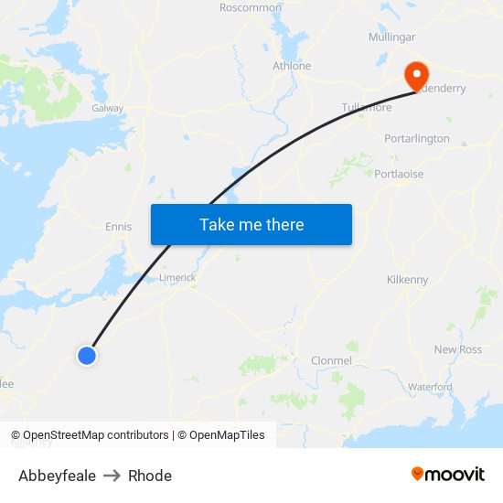 Abbeyfeale to Rhode map
