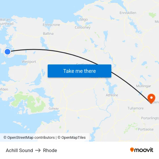 Achill Sound to Rhode map