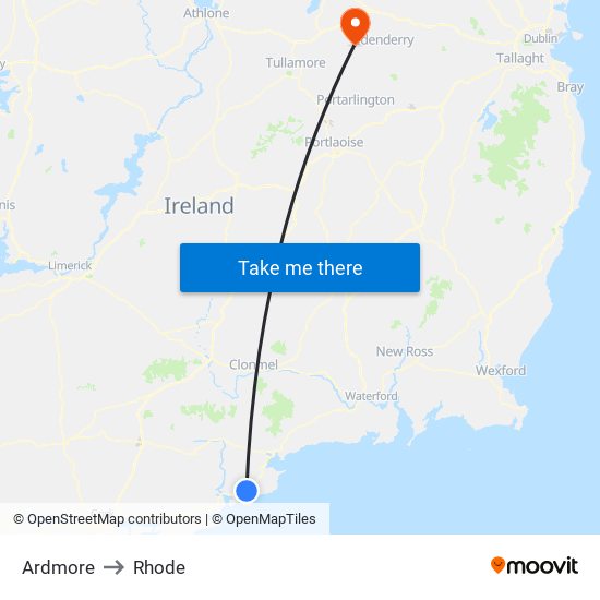 Ardmore to Rhode map