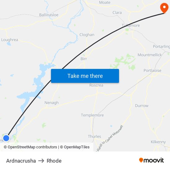 Ardnacrusha to Rhode map