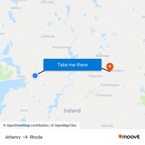 Athenry to Rhode map