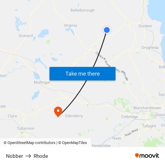 Nobber to Rhode map