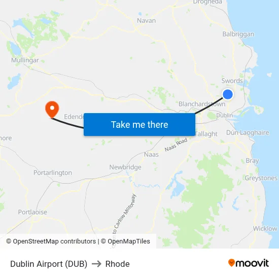 Dublin Airport (DUB) to Rhode map