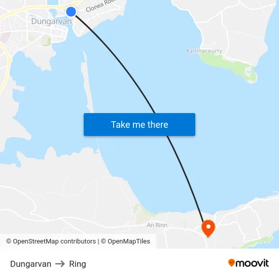 Dungarvan to Ring map