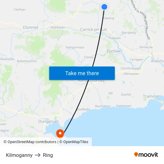 Kilmoganny to Ring map