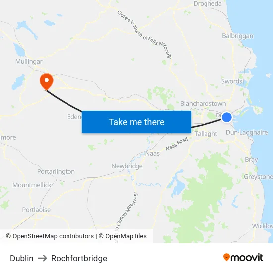 Dublin to Rochfortbridge map