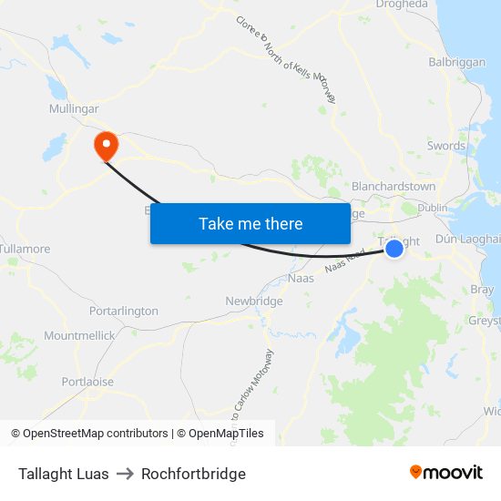 Tallaght Luas to Rochfortbridge map