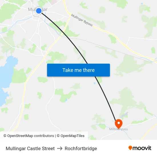 Mullingar Castle Street to Rochfortbridge map
