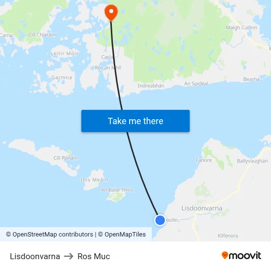 Lisdoonvarna to Ros Muc map