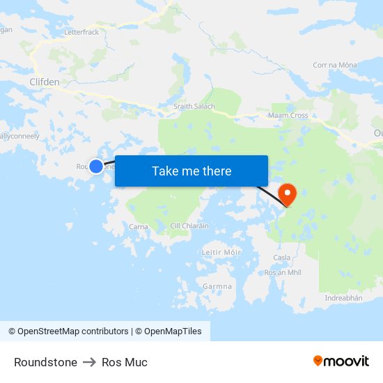 Roundstone to Ros Muc map