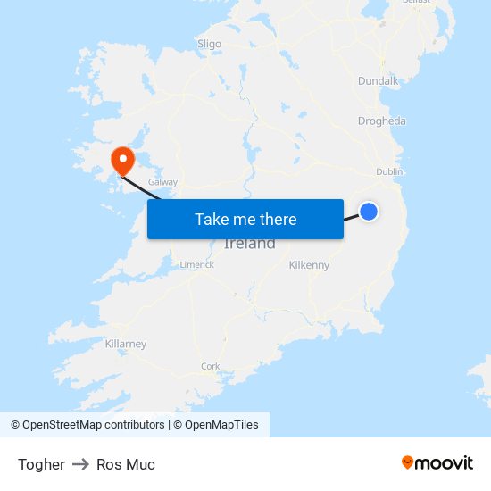 Togher to Ros Muc map