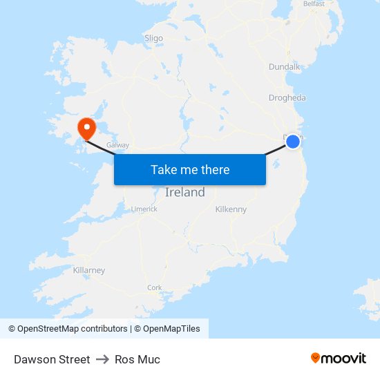 Dawson Street to Ros Muc map