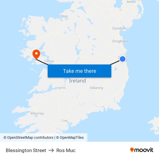 Blessington Street to Ros Muc map