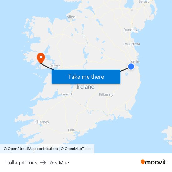 Tallaght Luas to Ros Muc map