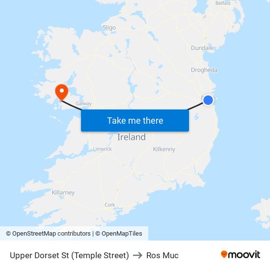 Upper Dorset St (Temple Street) to Ros Muc map