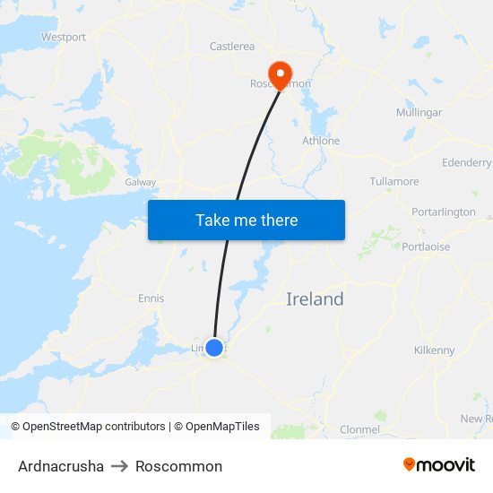 Ardnacrusha to Roscommon map