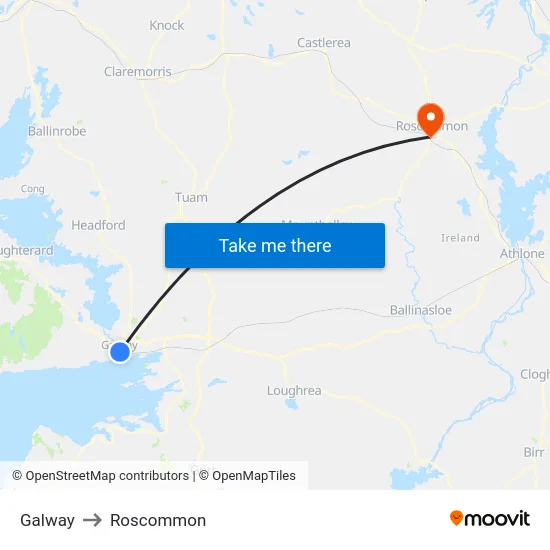 Galway to Roscommon map
