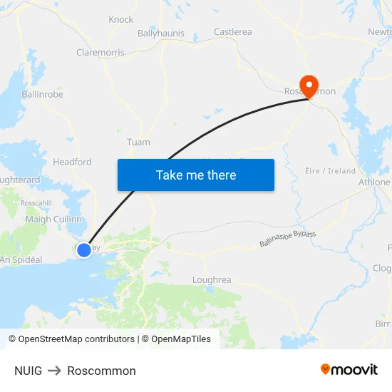 NUIG to Roscommon map