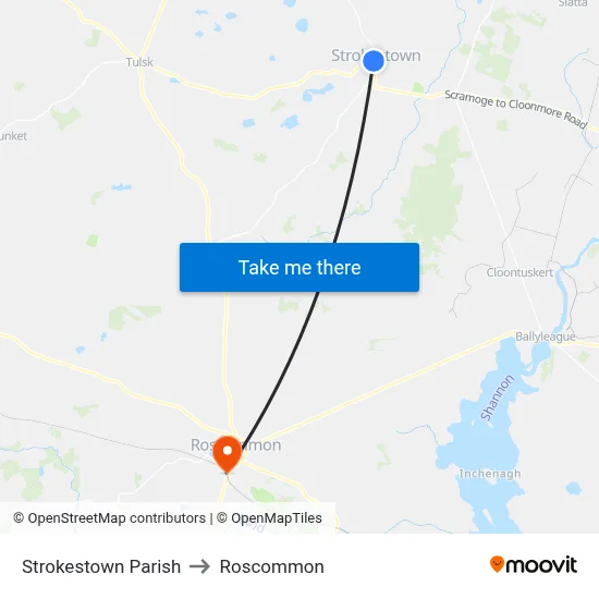 Strokestown Parish to Roscommon map