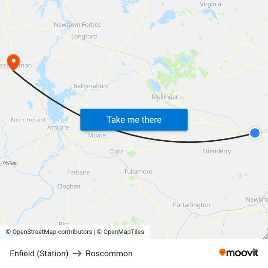 Enfield (Station) to Roscommon map