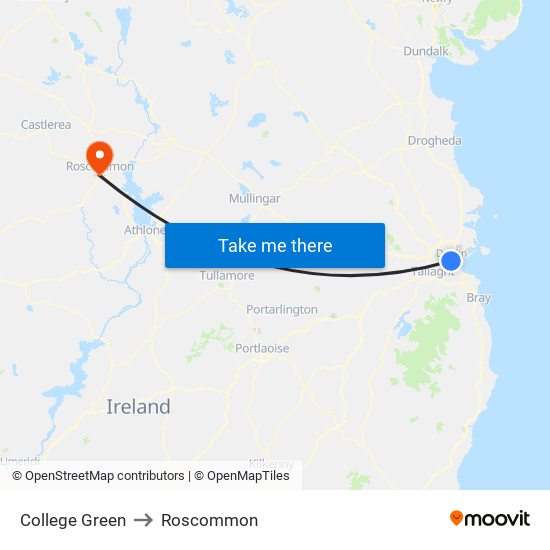 College Green to Roscommon map