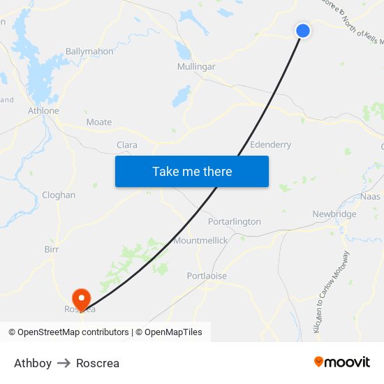 Athboy to Roscrea map