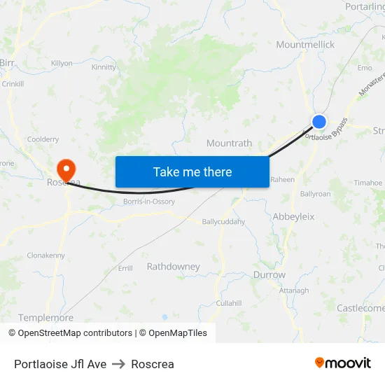 Portlaoise Jfl Ave to Roscrea map