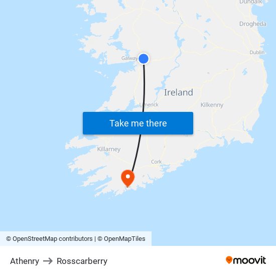 Athenry to Rosscarberry map