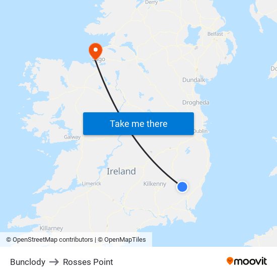 Bunclody to Rosses Point map